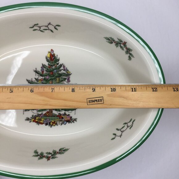 Vintage Spode Christmas Tree Porcelain China Oval Vegetable Baker Dish With Box - Picture 14 of 15